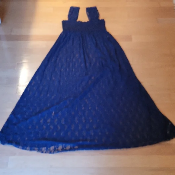 Free People Sheer Navy Lace Maxi Dress - Picture 5 of 13